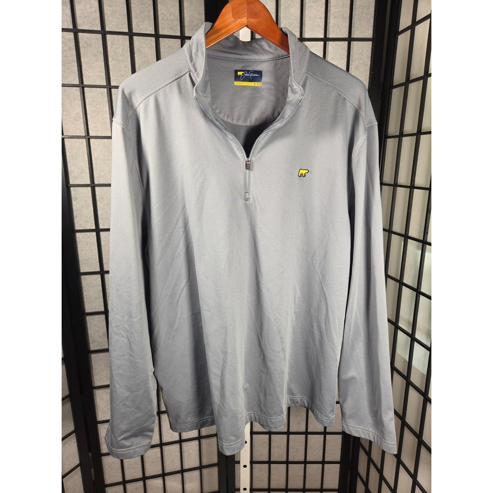 Jack Nicklaus Golf Preppy Mens XL Quarter‎ Zip Pullover Gray Long Sleeve Logo